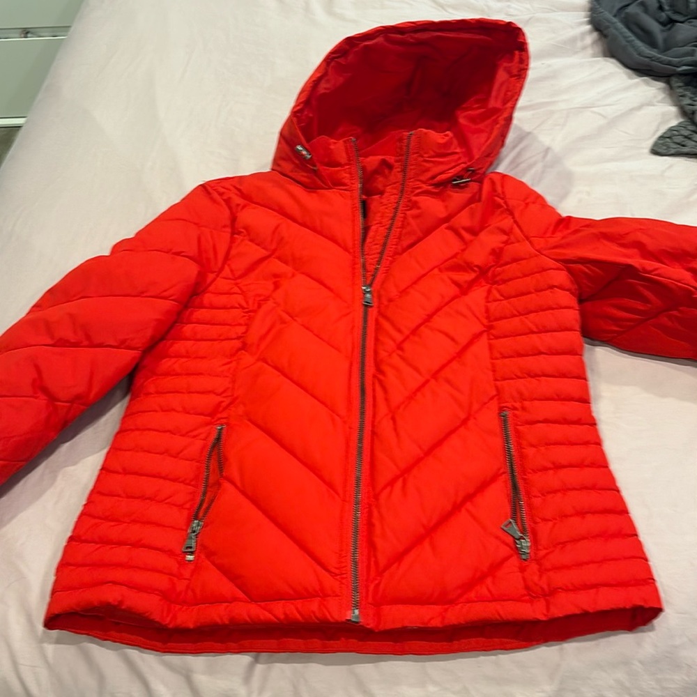 Red puffy jacket
